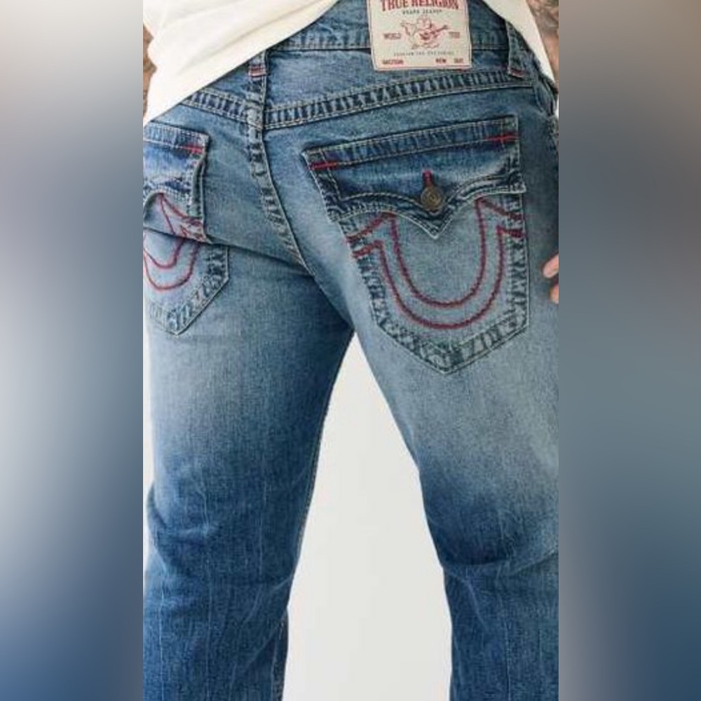 TRUE RELIGION Jeans Ricky Flap Big T Stitching Straight Men's Size 36X32. NWT